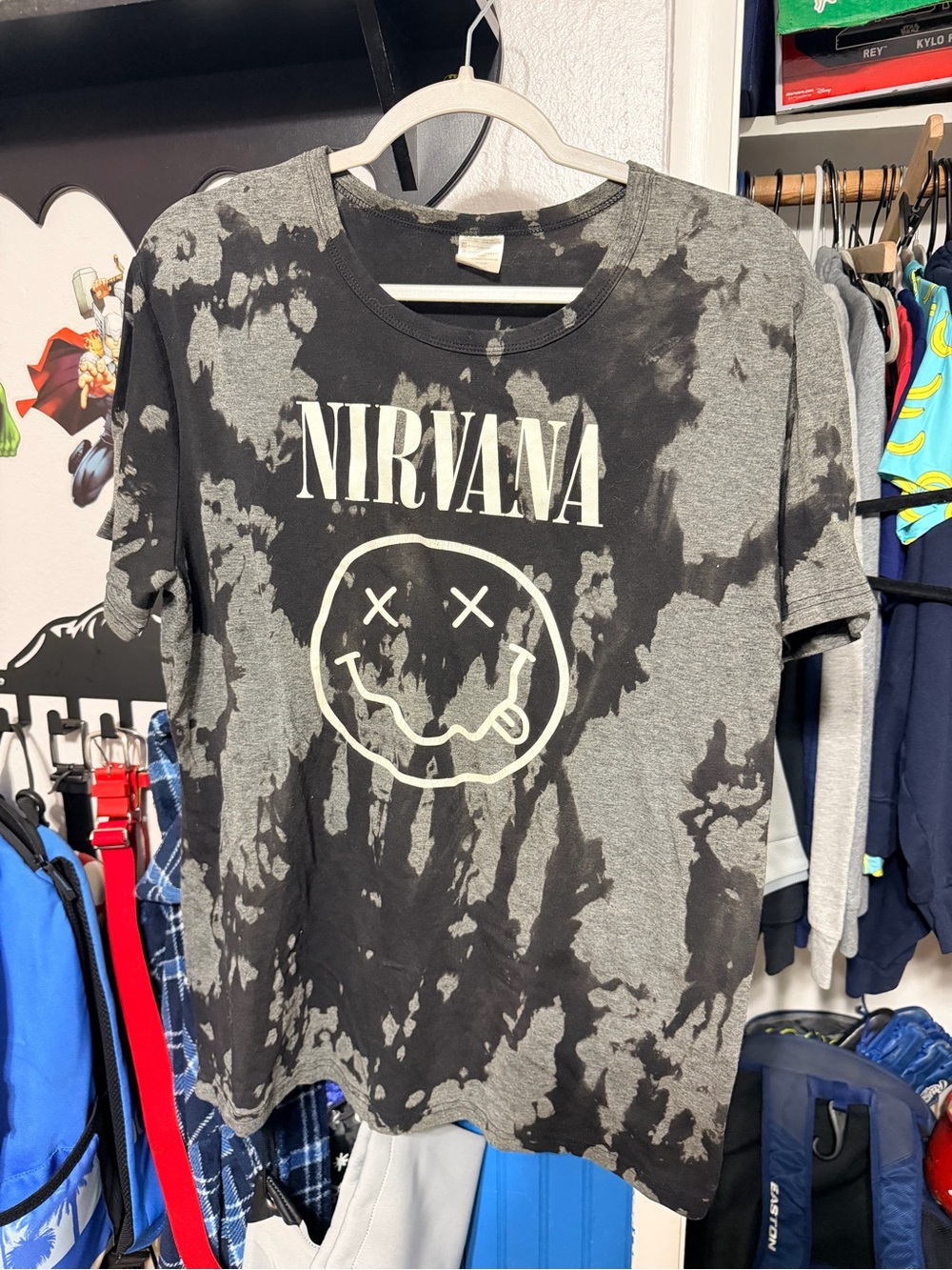 Fifth Sun Black & Gray Tie-Dye Band Graphic Tee